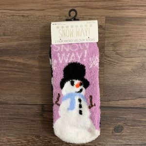 Snow Way 2 Pack Micro Velour Christmas Socks Size 4-10 Christmas And Holidays